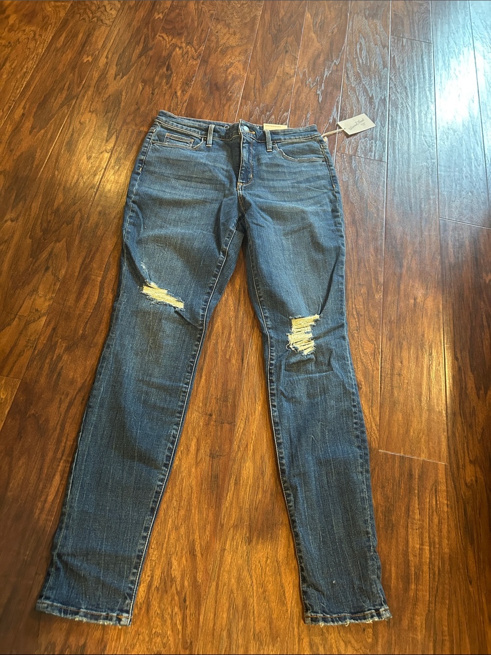 Banana Republic Distressed Dark Blue Skinny Jeans